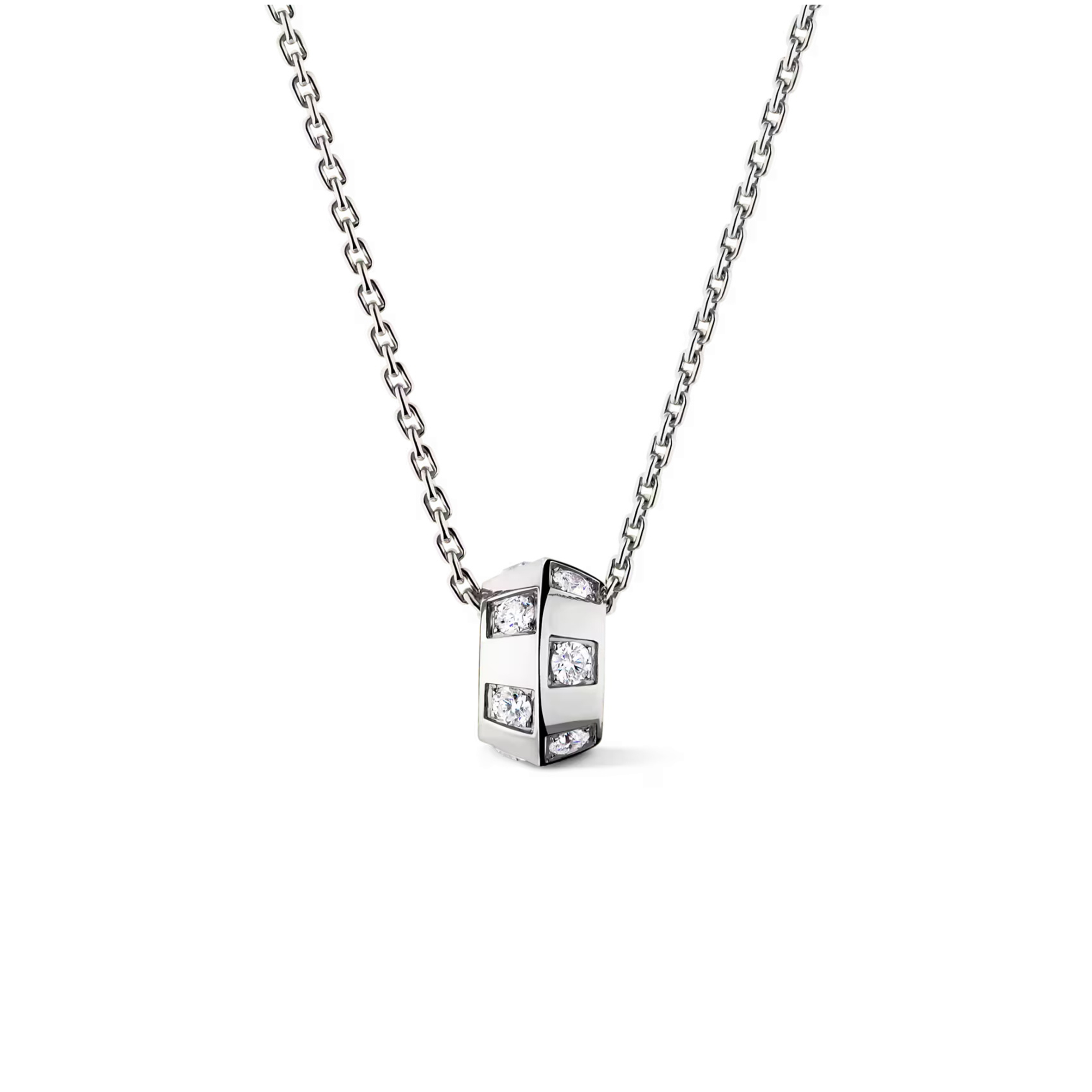 LOUIS VUITTON LE DAMIER DE PENDANT, WHITE GOLD AND DIAMONDS Q03889
